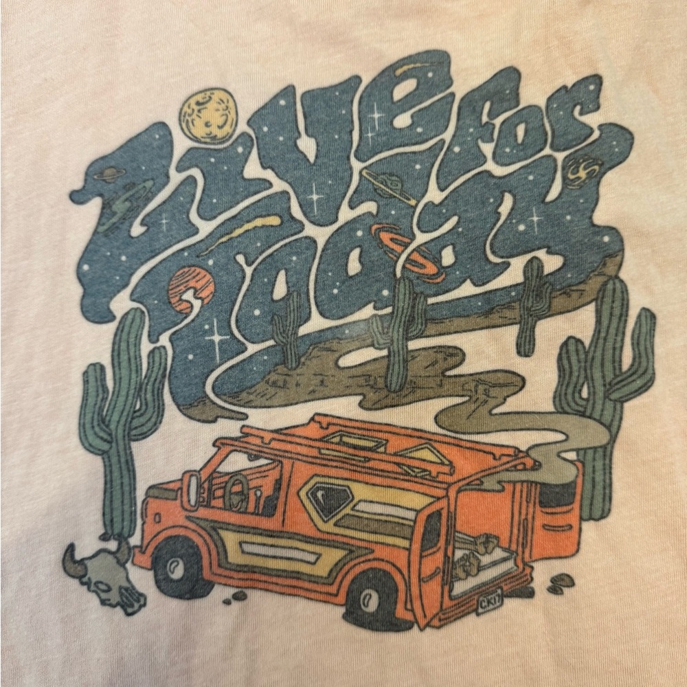 Retro Classic Rock Couture “live for today” sleeveless mock neck pink tee